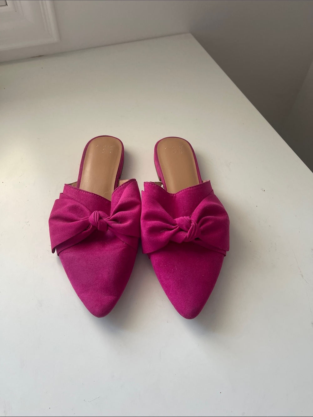 A New Day Women’s Pointed Toe Bow Mules - Fuchsia Pink